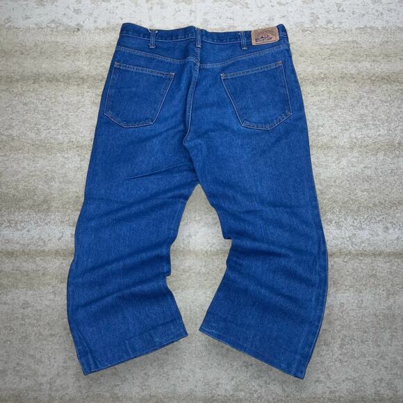 True Vintage Plain Pockets Jeans Bootcut Flared Fit Dark Wash Denim 70s - Picture 1 of 5